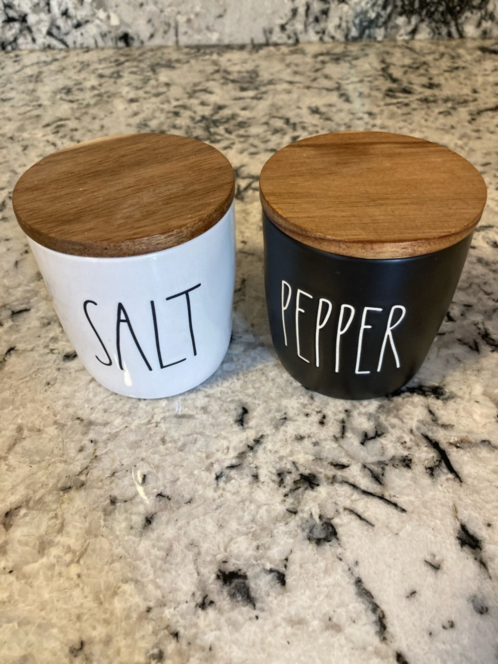Rae Dunn Salt & Pepper Cellar Set, Ceramic - White & Black - Picture 3 of 8